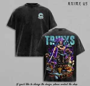 Future Trunks DBZ Vintage Washed Oversized Anime Shirt, Capsule Corp Sword Fighter Graphic Tee, Heavyweight Cotton Streetwear, Unisex Gift for Anime Fans