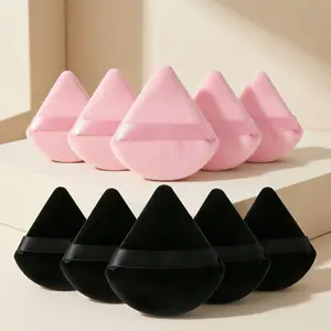 10-Pack Pink Black Triangular Makeup Puffs, Soft Elastic Dry Wet Dual Use Sponge Puffs for Facial Makeup Setting & Blending