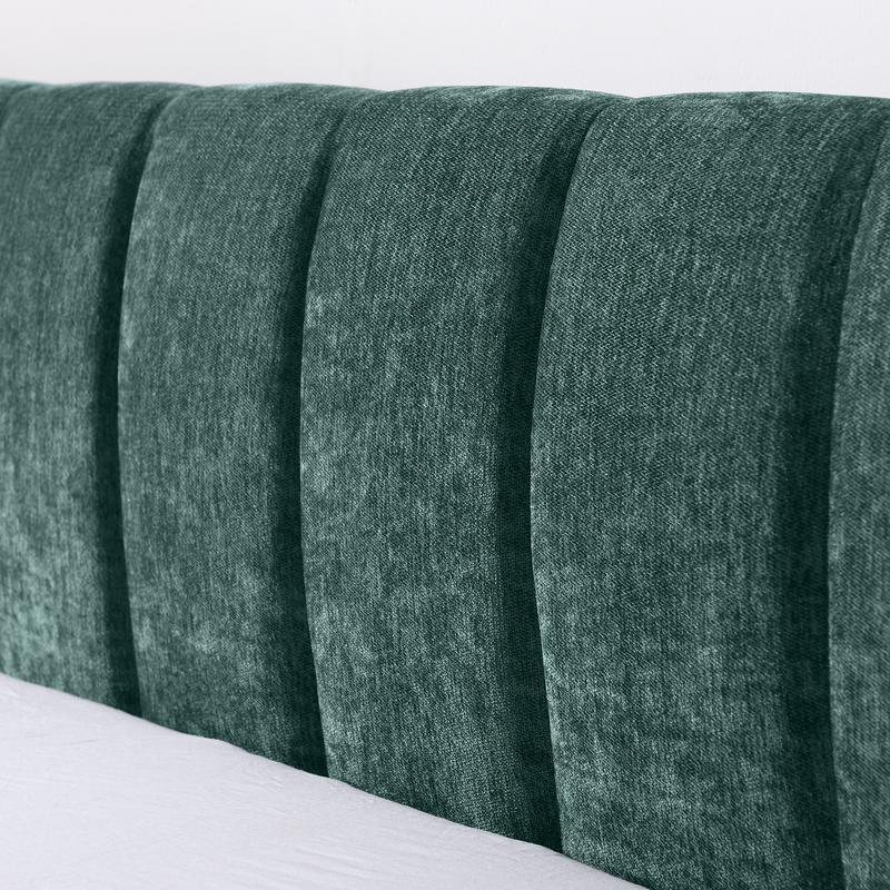 King Size Upholstered Bed Frame with Headboard and 4 Storage Drawers, Solid Bed Frame with Thick Fabric, Comfortable Upholstered Bed Frame, Chenille Fabric (86.5''*84''*29.5'')