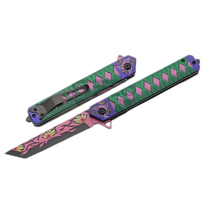 Beautiful Colorful Kokushibo Folding Knife Collectable Gift