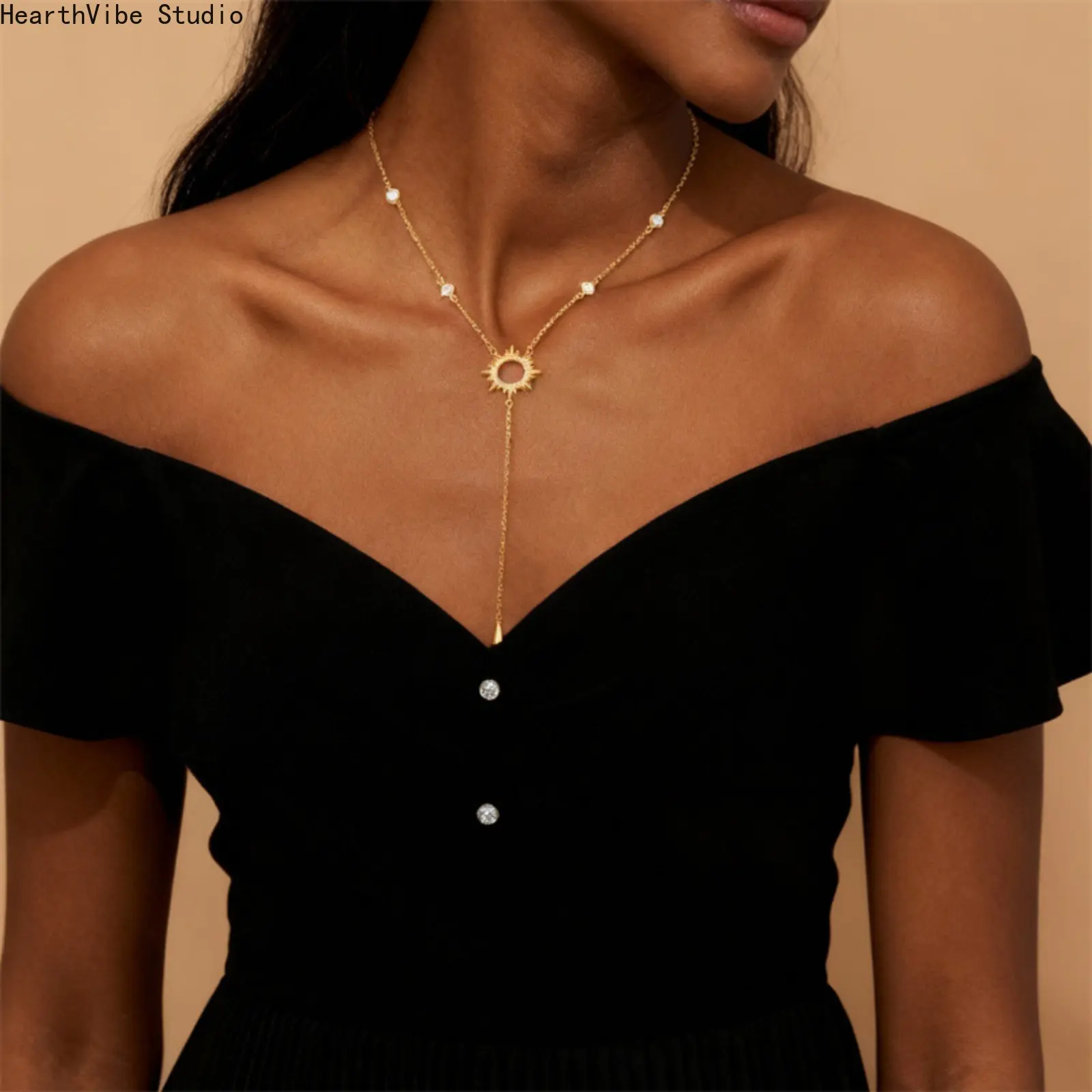 Summervibes Y-Shaped Long Tariat Tassel Necklace 14K Gold Plated Plunging Neckline BodyJewelry, Tarnish-Free Luxury Niche Beach Wear Accessories for Women