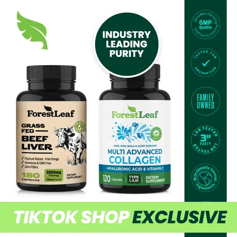 ForestLeaf Inside-Out Wellness Bundle – Grass-Fed Beef Liver 3000mg & Multi Collagen with Hyaluronic Acid & Vitamin C Capsules