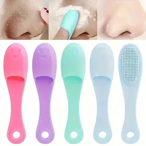 2pcs Random Color Soft Silicone Nose Brush, Finger Shaped Design, Ideal for Deep Cleansing & Blackhead Removal, Gentle Facial Care Tool, Pore Cleansing Facial Brush