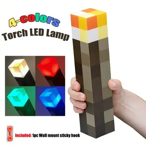 Wall-Mounted Glowing Night Light, LED Flashlight 4 Color Night Lamp with Wall Mount and Handheld, USB Rechargeable Night Light for Boys' Birthday Party