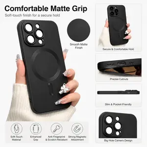 For Magsafe Magnetic Wireless Charge Case For iPhone 17Air 17 16 15 14 13 Pro Max 16 Plus 16e Silicone Glass Lens Protection Cover