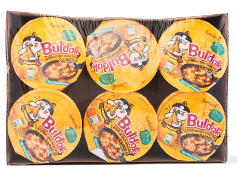 Samyang Buldak Cheese-Flavor Spicy Korean Instant Noodles Cup, Convenient Food Staple for Daily Meals