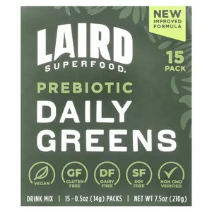 Laird Superfood Prebiotic Daily Greens, 15 Packs, 0.5 oz (14 g) Each