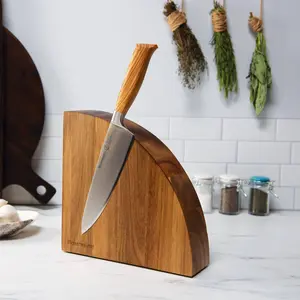 Wood Quarter Round Magnetic Knife Block