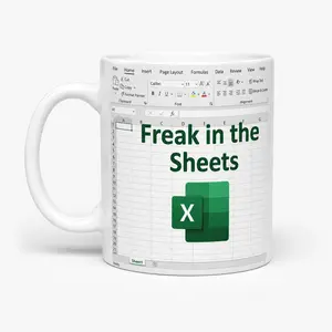 Funny Excel Coffee Mug Freak in the Sheets Spreadsheet Cup for Data Analyst Accountant CPA CFO Coworker Boss Gift Office Secret Santa