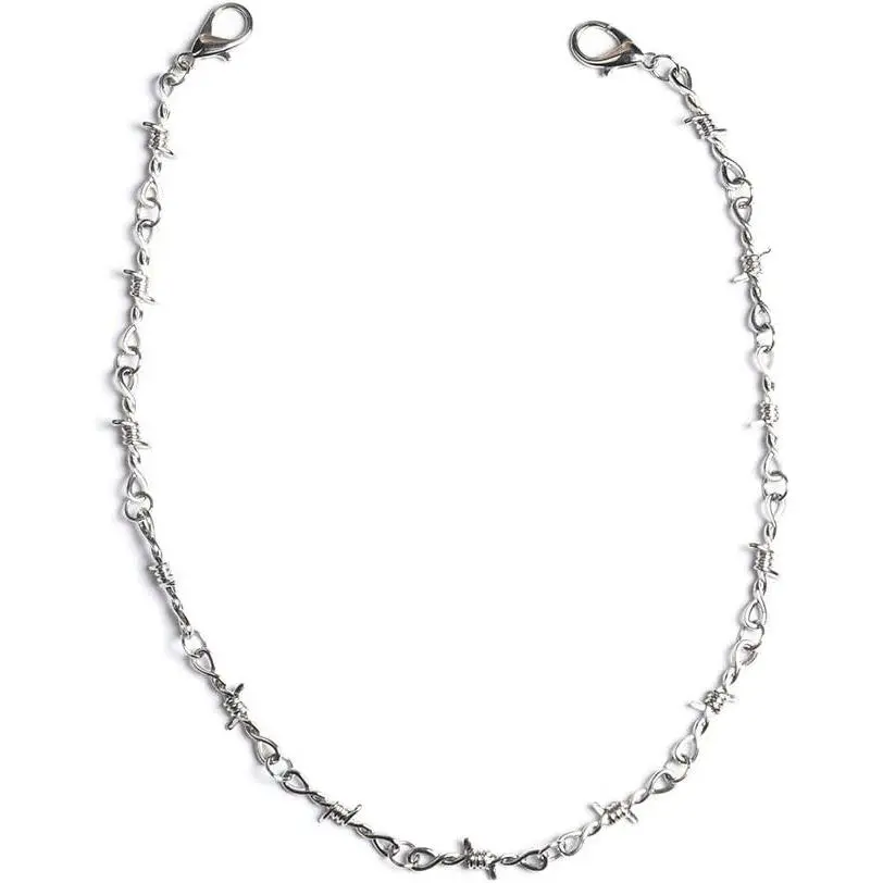 Thorns Metal Barbed Wire Chain Necklace Bracelet Silver Jewelry for Men Women