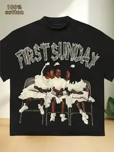 First Sunday Graphic T-Shirt - Vintage Washed Cotton Crew Neck Tee, Retro Summer Breathable Short Sleeve Shirt, Unique Artistic Print For Men And Women, Ideal Gift For Birthdays, Casual Wear, And Special Occasions
