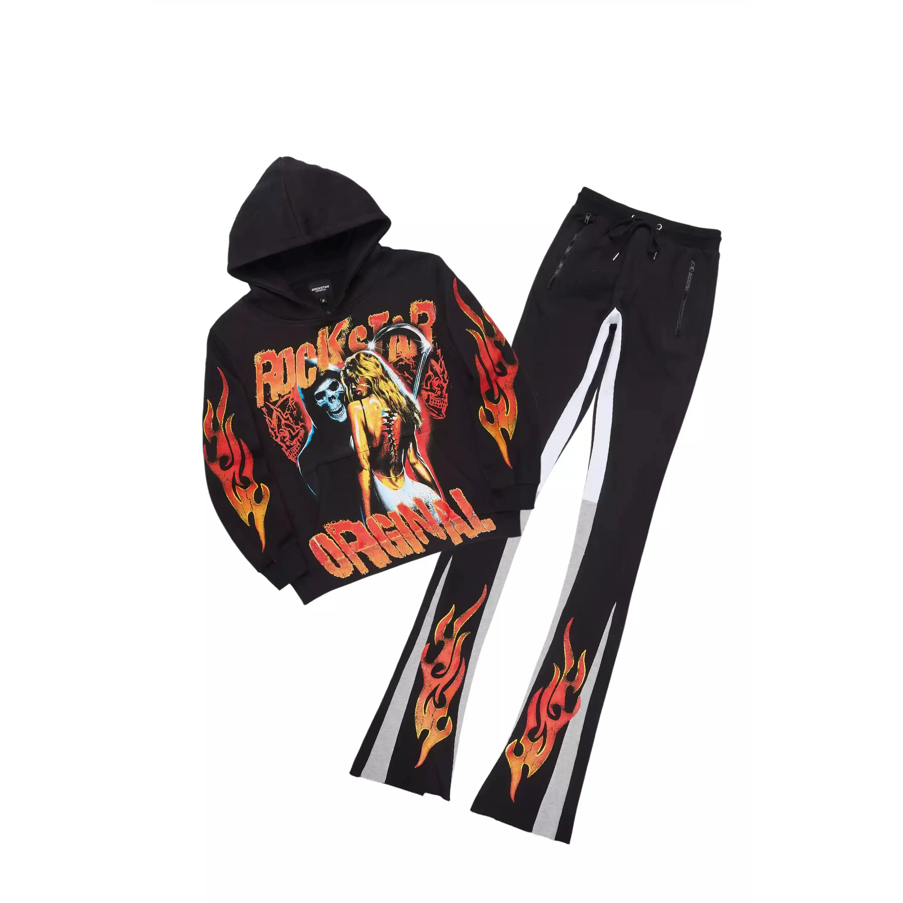 Zo Black/Orange Hoodie/Super Stacked Track Set Zo Black/Orange Hoodie/Super Stacked Track Set