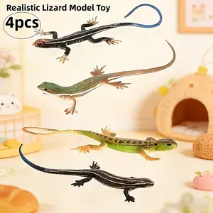 4pcs/Realistic Model Animal Simulation Lizard Toys, Halloween Toys, Pet Cat And Dog Toys, Decorations, Holiday Party Gifts, Without Battery