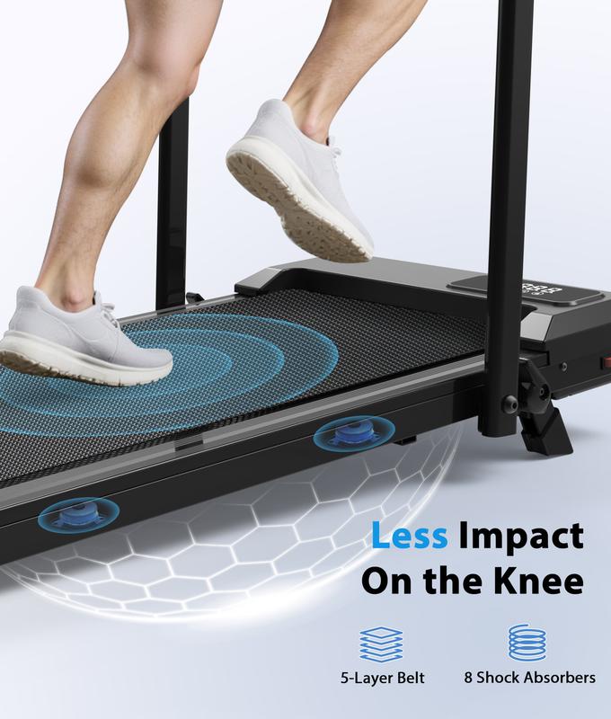 Walking Pad Treadmill with Incline - 8% Incline Walking Pad with Handle Bar - Foldable Under Desk Treadmill for Home with 300 Lbs Capacity - Jogging Machine with Quiet Brushless, App & Remote