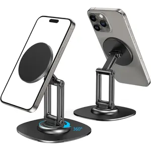 Phone Stand, MagSafe  Stand Holder for Desk with 360? Rotating Metal Base, Foldable Cell Phone Stand Compatible with  16 15 14 13 12 Pro Max and MagSafe Case