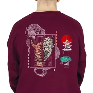 Japanese Sweatshirt Oni Sweatshirt Street Style Sweatshirt for Him Vintage T-Shirt Japanese Dragon TShirt Graphic Tee Hoodie Gift for Boyfriend, Gift For Anime Fan, Anime Lover