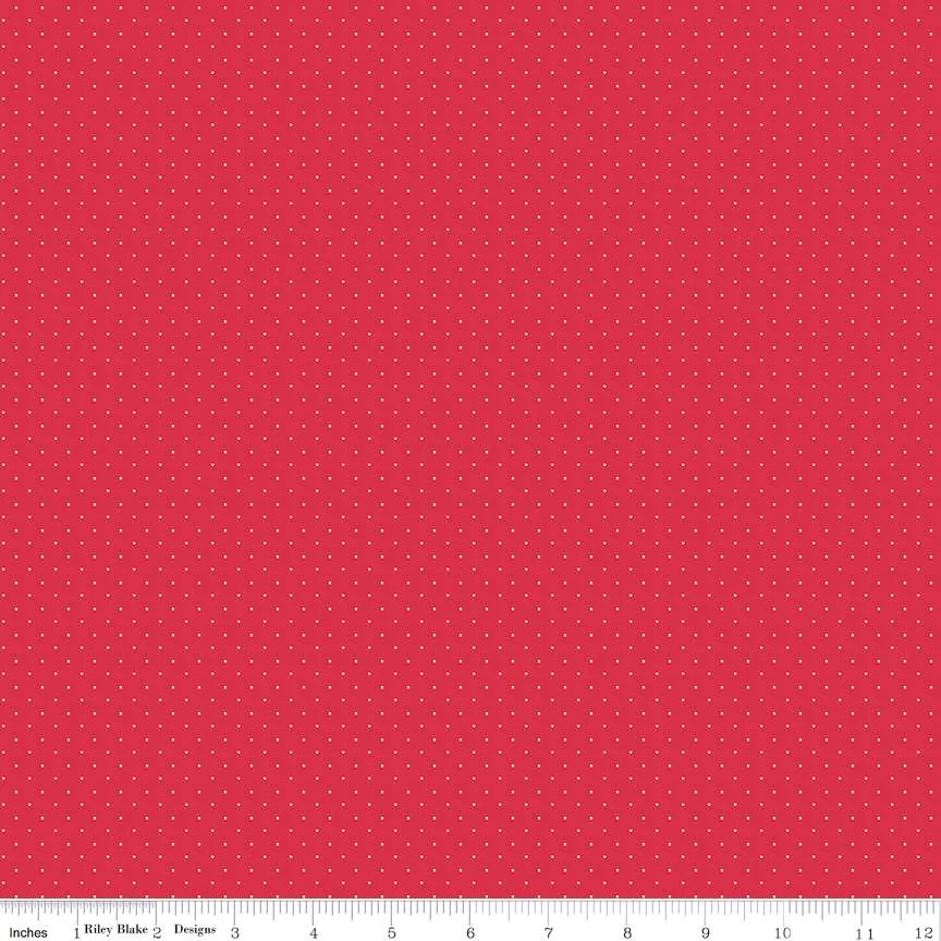 Fabric Riley Blake Cherry American Jane Pindots by the Quarter Yard C840-CHERRY