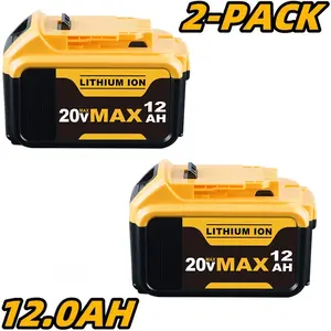 2Pack 20V 12.0Ah Replace for Dewalt 20v Max Battery Compatible with  DCB200 DCB203 DCB206 Series Cordless Power Tools