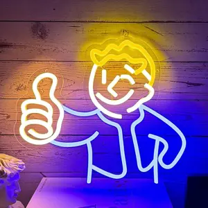 Fallout Vault Boy Neon Sign for Wall Decor Gamer Neon Signs for Man Cave Bedroom Light Up Signs Teen Game Room Decor Versatile Wall Decor Ideal for Gamers