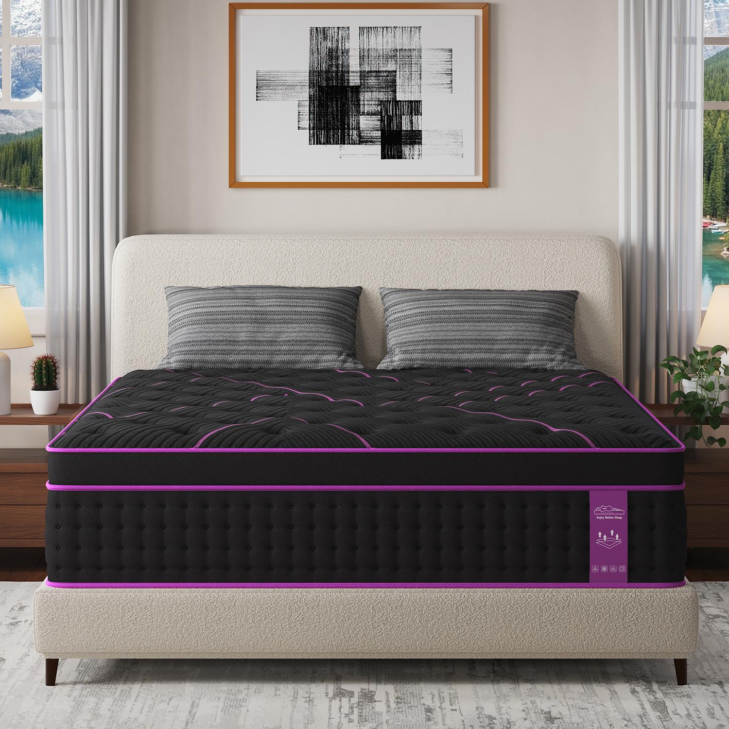 12"14" Gel Memory Foam Hybrid Pocket Spring Twin Full Queen King Mattress In A Box, Euro Top Mattresses Medium Firm For Motion Isolation, Edge Support 12"14" Gel Memory Foam Hybrid Pocket Spring Twin Full Queen King Mattress In A Box, Euro Top Mattresses Medium Firm For Motion Isolation, Edge Support