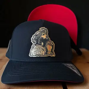 Hat Dios por Delante Gold Plate Logo SnapBack Cap Black with Red Interior and Unique Design