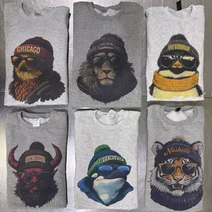 Hockey Spirit Animal Graphic Sweatshirt Game Day Hockey Animals Pullover Hockey City Sweatshirts Ice Hockey Animal Pullover