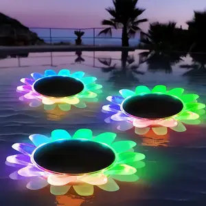 A four-piece set of solar-powered waterproof petal lights with color-changing effects; featuring a smart color-changing petal design, they can be inserted into the lawn or floated on the water; perfect for ponds, swimming pools, gardens, and aquariums.