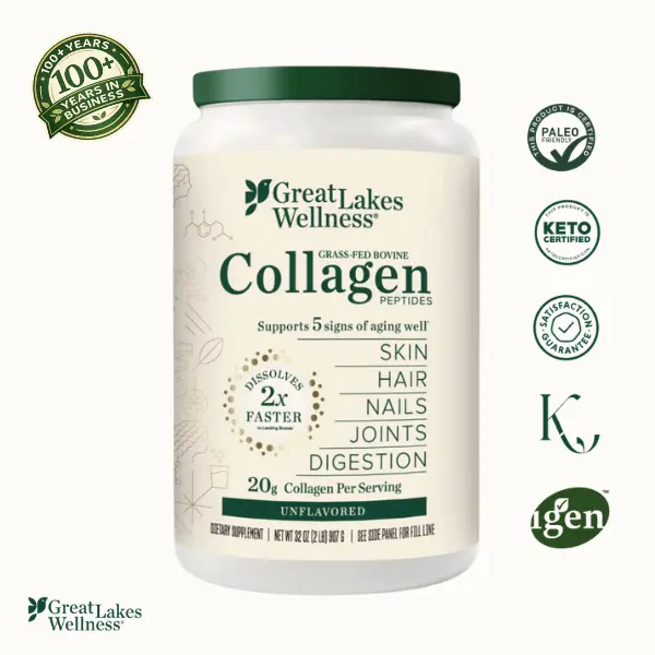 32oz Collagen Peptides Powder - Unflavored, 20g Grass-Fed Per Serving, 45 Servings, Supports Skin Hair Nails Joints & Digestion, US Healthcare Supplement