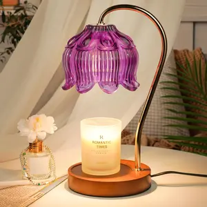Purple Candle Warmer Lamp with Timer, Electric Candle Warmer, Women Birthday Christmas Gift, Flower Wax Warmer for Yankee Candle Lovers, Vintage Melt Lamp for House Warming Gifts for Mom, Friend Decor