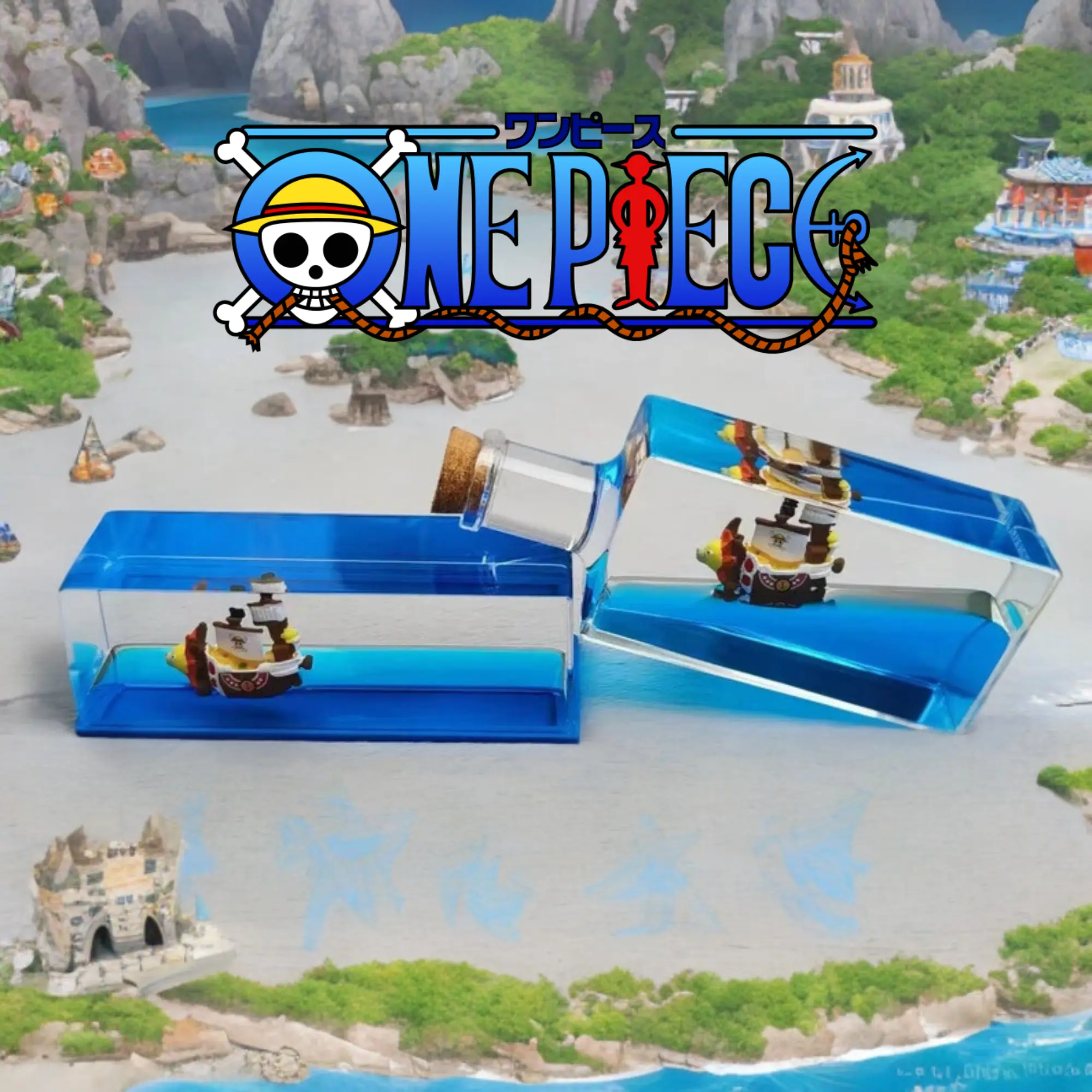 One Piece Thousand Sunny Bottle Going Merry Ship in a Bottle Open Sea Anime Pirate Desk Decorations Fidget Toy One Piece Cool Personalized Gift Piece