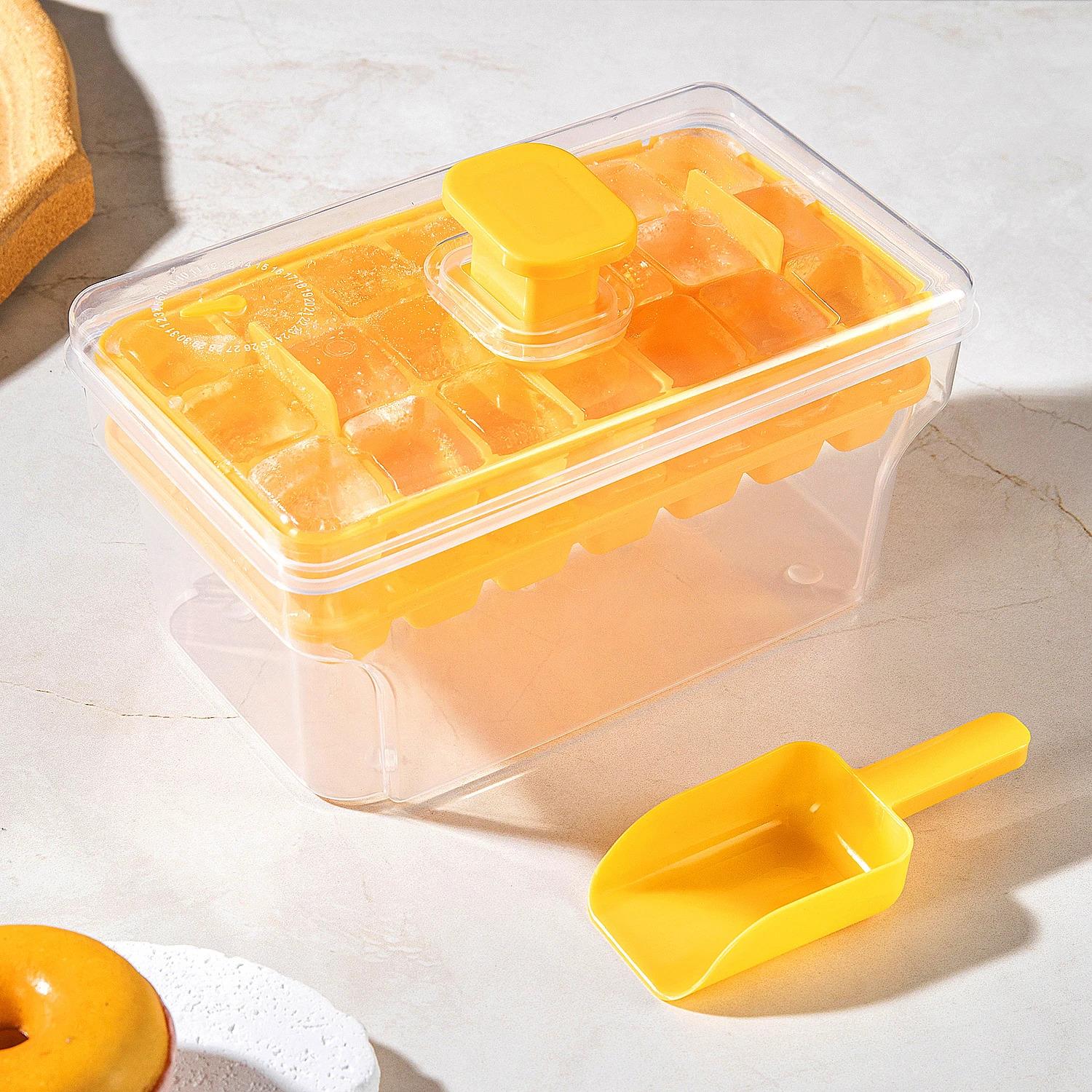 Summer savior: ice tray with lid and ice storage box, can make 68 ice cubes, easy to remove the ice cubes with a simple press.Perfect for holiday parties