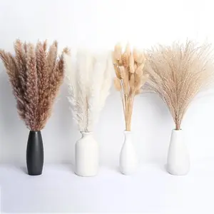 100 Pcs Dried Flowers Pampas Grass Bouquet, Boho Table Decor, Bunny Tails Dried Flowers, Wedding, Home, Rustic Party, Baby Shower Decorations