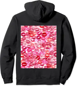 Trendy Lipstick Kisses Hoodie For Boyfriend Back Print Only Pullover Hoodie - Ciennaslay Shop 26B0CQWHZYB8