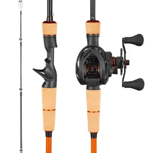 VEVOR Fishing Accessory Rod and Reel Combo, IM7 Carbon Fiber Baitcasting Rod with 6+1 BB System, 7.0:1 Gear Ratio, Cork Handle, Stainless Steel Guides with Ceramic Rings for Bass Fishing