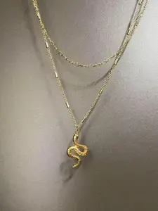 Hip Hop Snake Chain for Girls 3 Piece Layered Necklace Set Retro Twist Pendant Collarbone Jewelry Gift for Teen