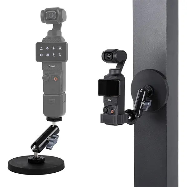 Magnetic Camera Mount with Magic Arm - 1/4"-20 Thread Heavy-Duty Magnet Base Stand Compatible with DJI Osmo Pocket 3, Insta360 1 X4, X3, X2, Go3 for Gym, Car Mounting