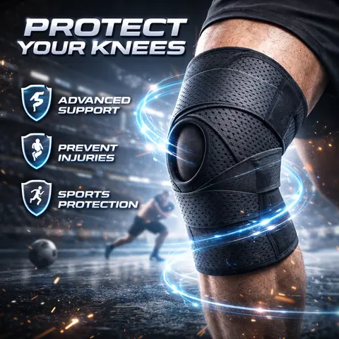 Plus Size Leg & Knee Compression Sleeve - Breathable Air Mesh Knee Wrap Brace, Side Stabilizers, Customizable Adjustable Fit, Multi-Size, No Excess Bulk, Pain Relief for Sports Running & Meniscus Tear Recovery