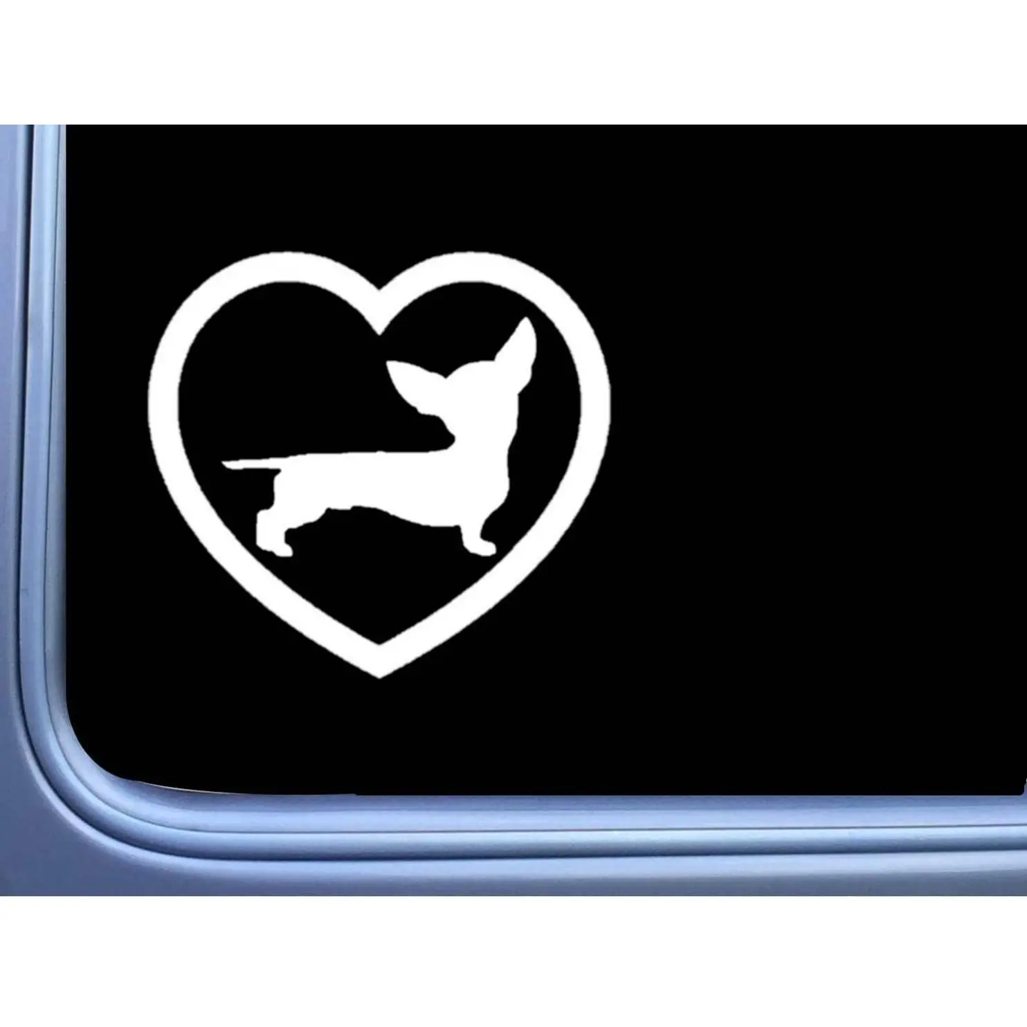 Chiweenie Big Heart J809 6 inch Sticker dachshund chihuahua dog decal