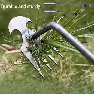 1pc Durable Metal Weed Puller with 4 Teeth - Ergonomic Stand-Up Gardening Hand Tool for Effortless Lawn & Garden Maintenance, Ideal for Tough Weeds, Weeder Gardening Tool