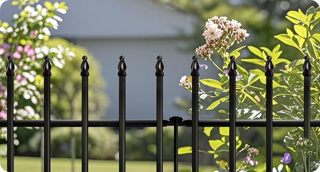Black Metal Garden Fence — 32" High x 24" Wide (Set of 5 Panels, 10 ft Total Length) — No-Dig Installation, Rustproof Outdoor Barrier, Animal Enclosure Fence; Suitable for Dogs, Patios, Yards, Landscaping, and Flower Bed Borders