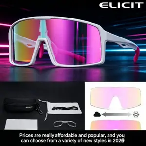 Elcit Cycling Goggles, Outdoor Cycling Eyewear, Day-Night Dual Use Photochromic Glasses, Windproof Running Road Bike Hiking Sports Gear, Outdoor Activity Essential