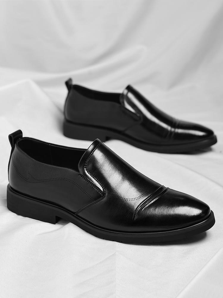 Men’s Classic Faux Leather Slip-On Ankle Dress Loafers - Business Formal Office Footwear with Rubber Sole, Wedge Design, Father’s Day Gift Option, US 10.5 (CN 45, 27.5cm Length)