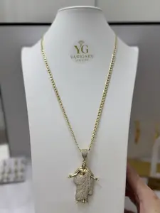 Cuban Chain 24 in with Jesus Pendant Gold Plated Hip Hop Necklace for Men