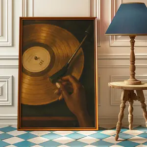 Black Woman Vinyl Art Print - Vintage Black Girl Wall Art - Retro Record Player Poster - Trendy Vinyl Poster Print - Vinyl Record Artwork