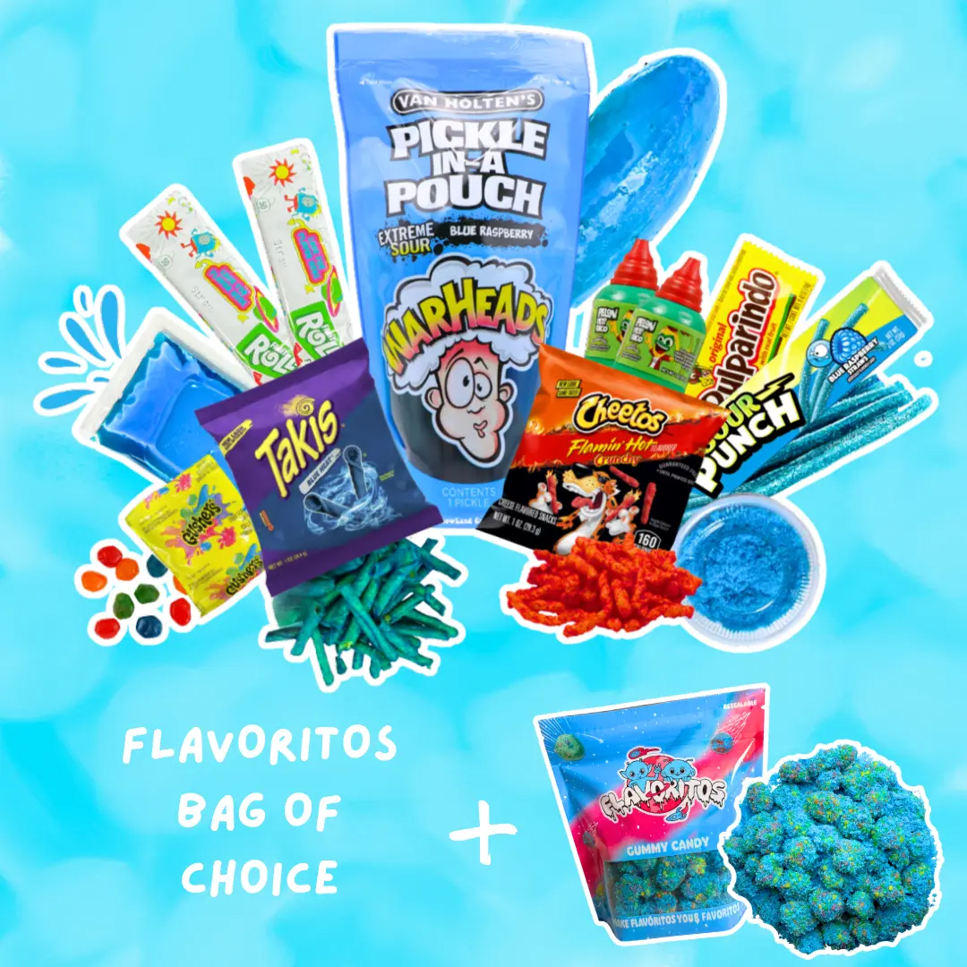 Flavoritos, Blue Sour Raspberry Pickle Kits With a Free Flavoritos Candy Bag