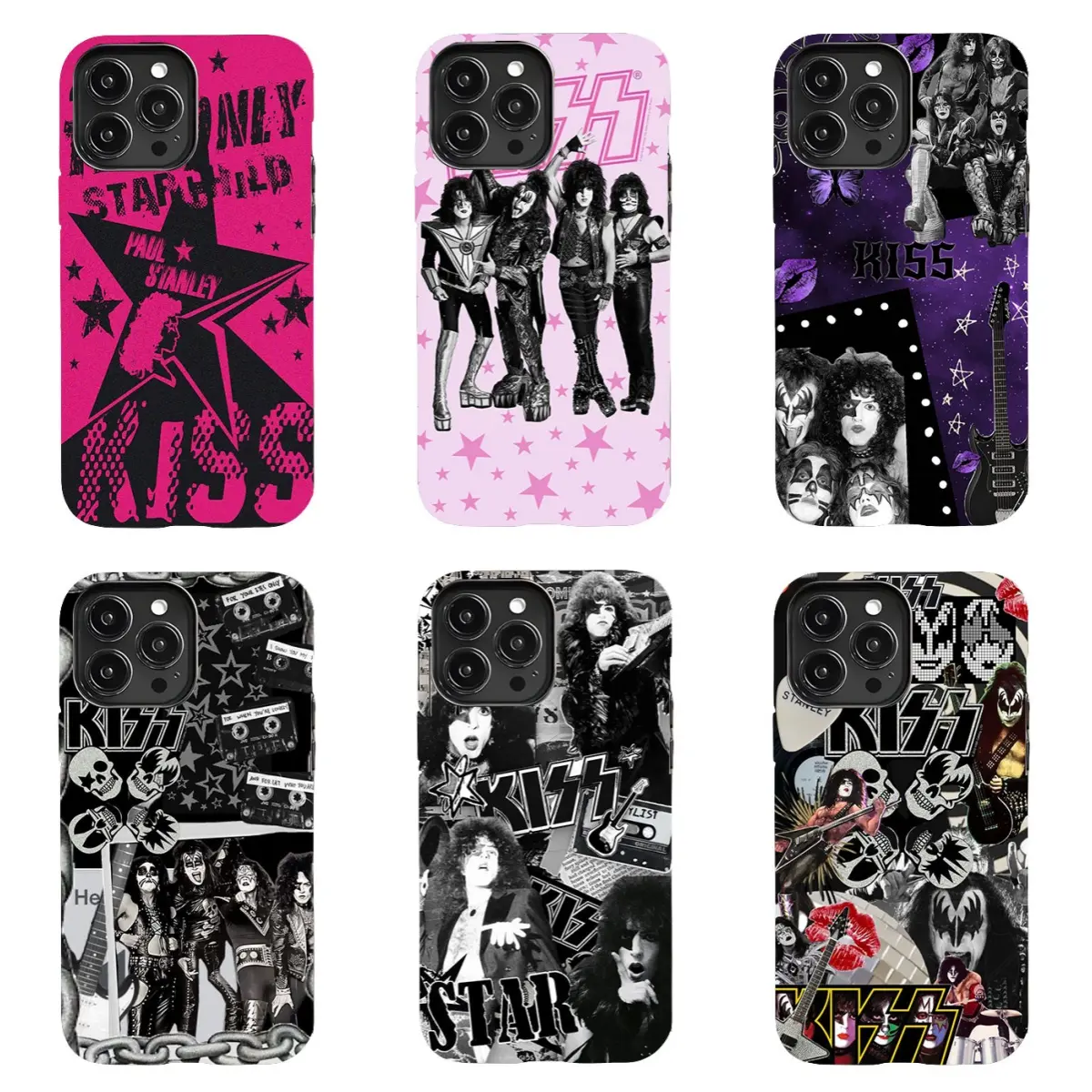 KISS Rock Band Y2K Retro Grunge-Style Printed Phone Case — Compatible with iPhone 11–17 Pro Max/Plus Series and Samsung Galaxy S23– Series; A Trending, Best-Selling Punk-Style Protective Cover with Drop-Resistant and Shockproof Protection. tiktokshopsprin
