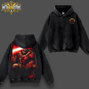 MetaHero Cyclops Scott Summers Mutant Warrior T-Shirt Hoodie, Red Optic Blast X Team Comic Edition Double Printed Oversize Acid Washed Cotton Graphic Top, Dark Superhero Streetwear Apparel, Classic Soft Relaxed Fit Fan Gift