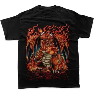 Charizard Shirt, Anime Shirt, Vintage T-Shirt- Vintage Graphic Tee - Unisex Menswear & Womenswear - Streetwear Tops - Casual Cotton Crewneck Shortsleeve Tshirt