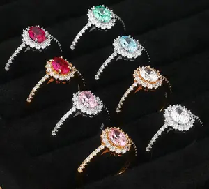 925 Sterling Silver Ruby Sapphire Ring – Simulated Gemstone Promise Wedding Anniversary Ring for Women