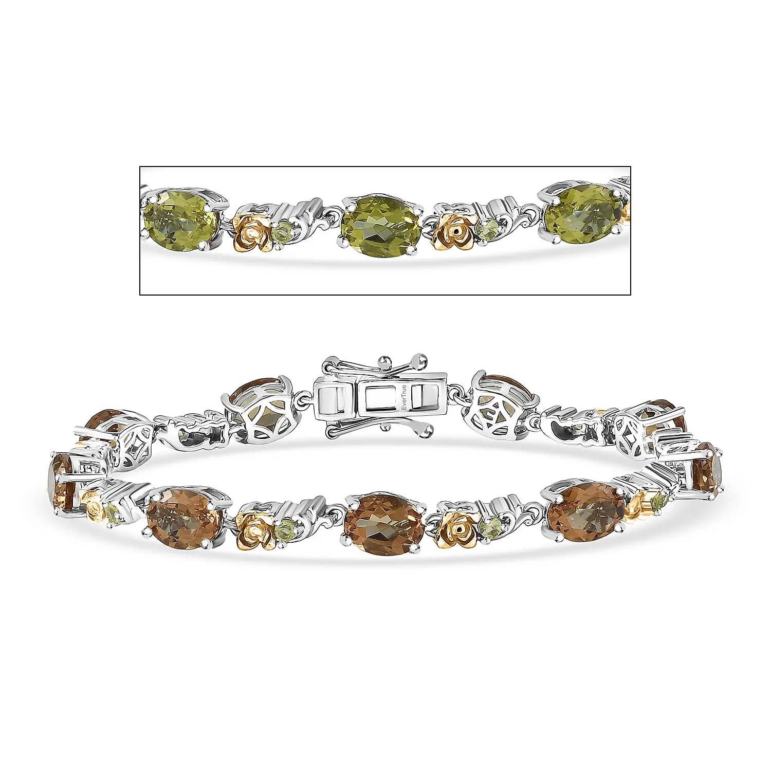 EverTrue Autumn Alexite, Hebei Peridot Bracelet in 18K YG Plated and Platinum Bond (7.25 In) 11.30 ctw